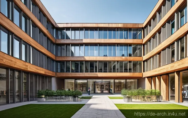 건축사와 공공 건축 프로젝트 - **A modern, sustainable city hall in a bustling German town square.** The architectural style is con...