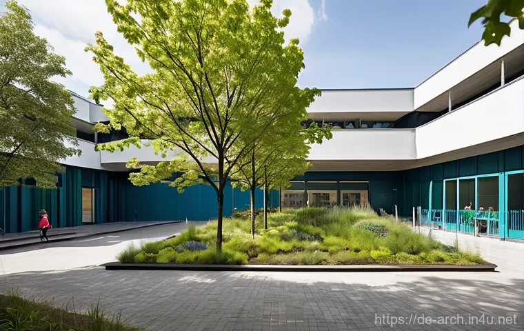 건축사와 공공 건축 프로젝트 - **A modern, sustainable city hall in a bustling German town square.** The architectural style is con...